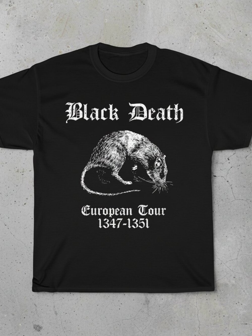 Black Death European Tour 1347–1351 Graphic T-Shirt | Gothic Vintage Plague Rat